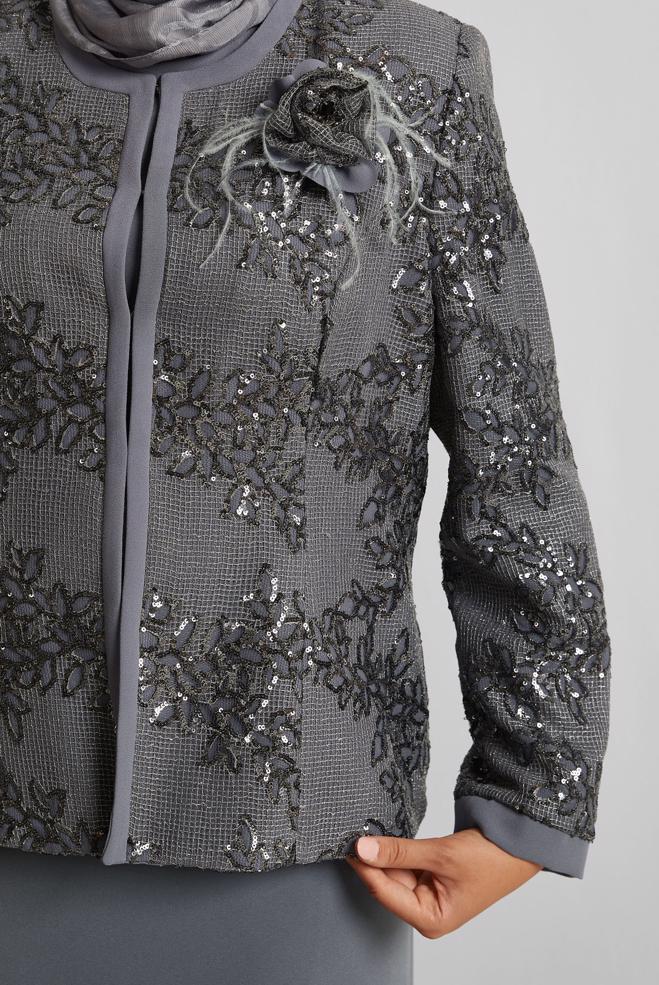 Tesettür giyim GRİ ÜÇLÜ ETEKLİ TAKIM 30453 - ALVİNA