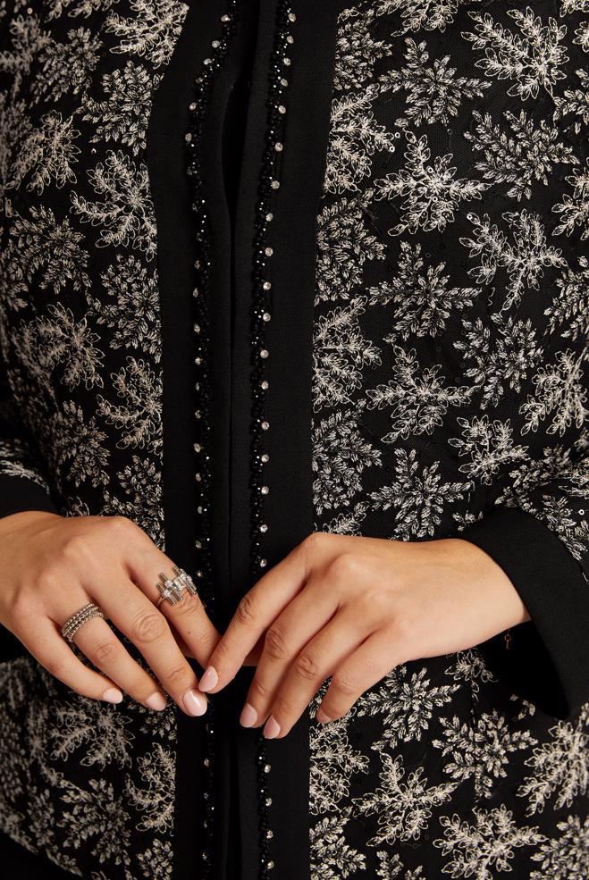 Tesettür giyim SİYAH ÜÇLÜ ETEKLİ TAKIM 30456 - ALVİNA