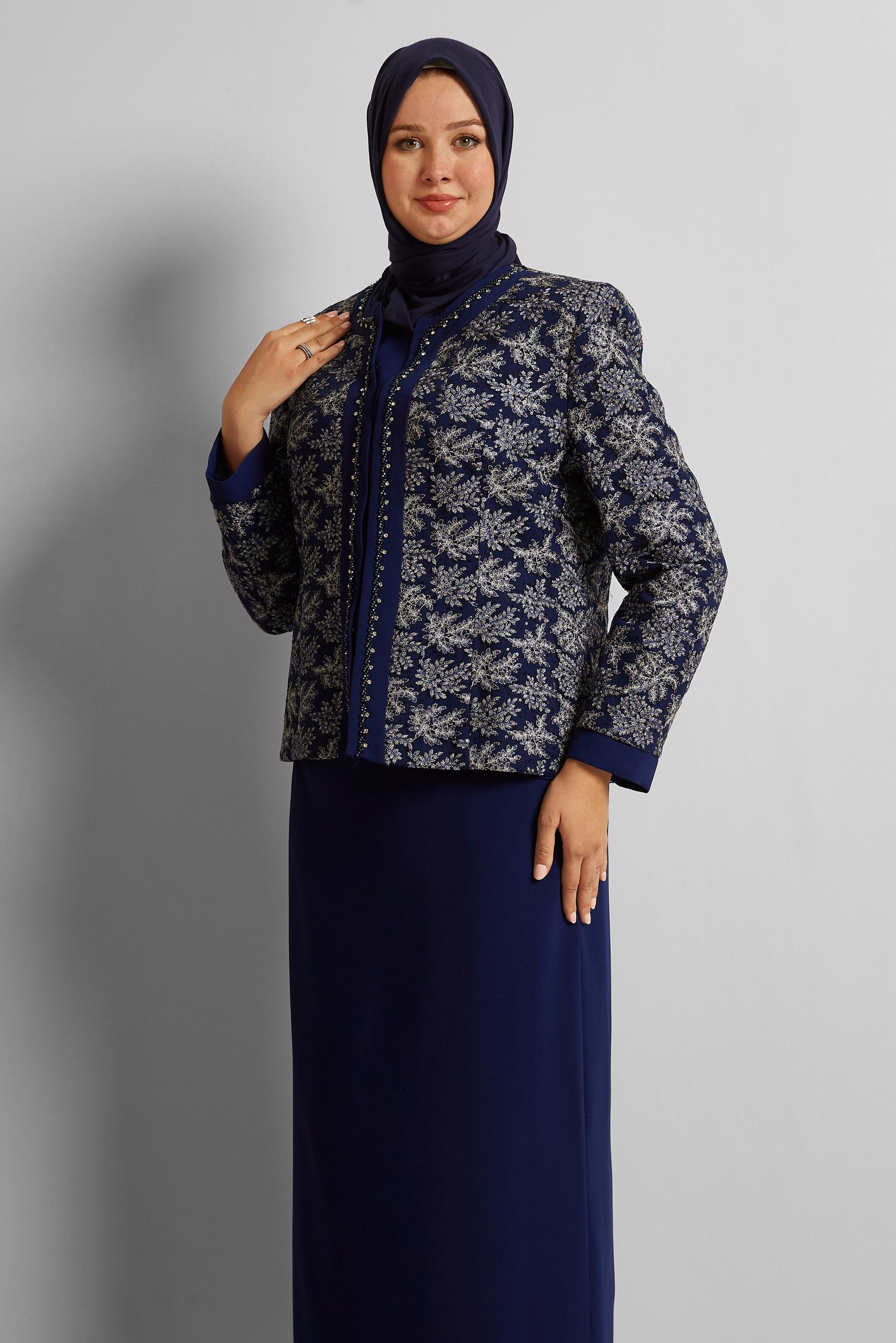 Hijab clothing NAVY BLUE THREE-PIECES SKIRTED SUIT 30456