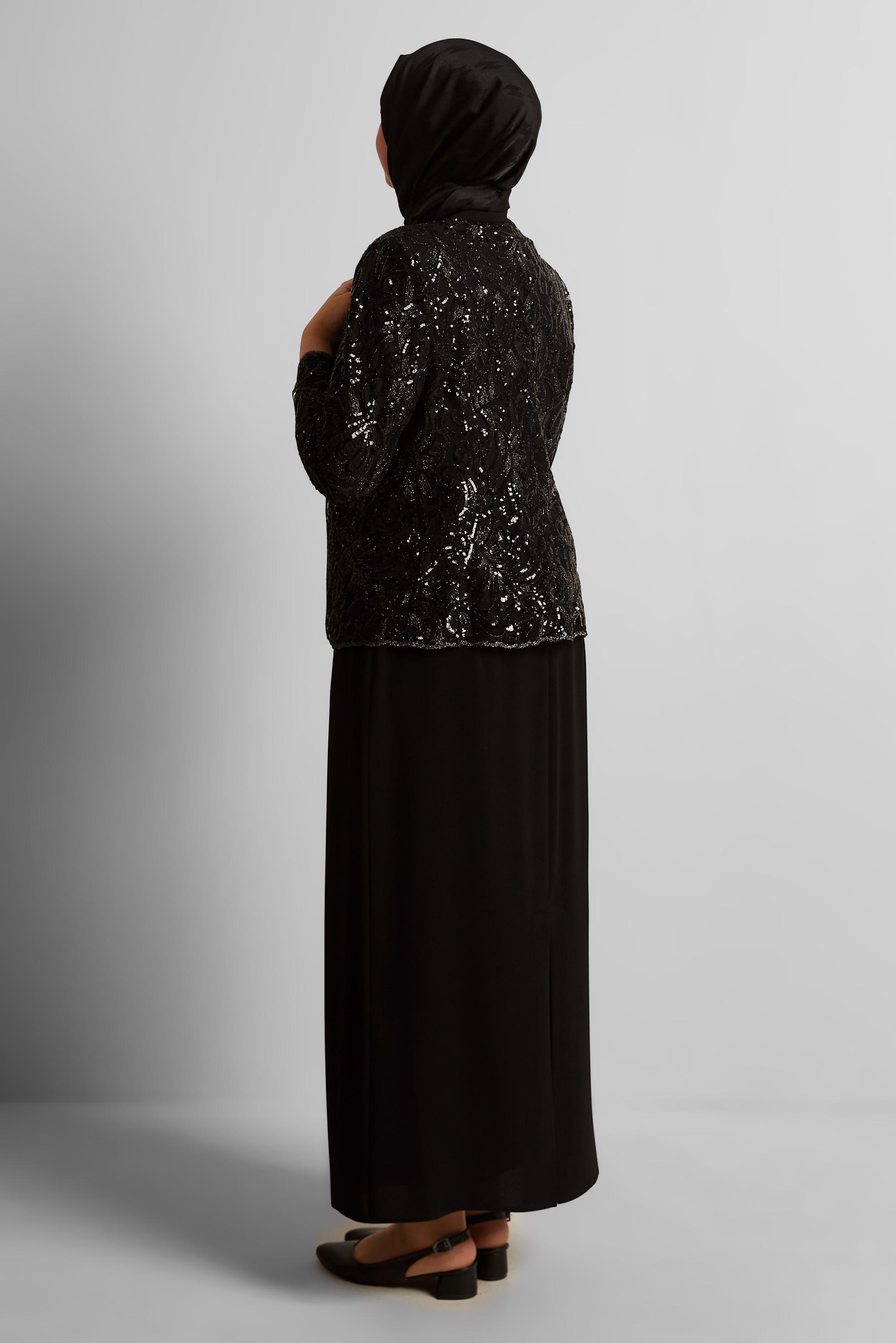 Hijab clothing BLACK THREE PIECES SKIRTED SUIT 3052