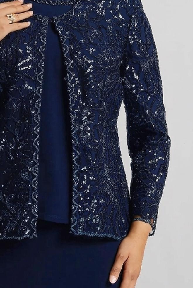 Hijab clothing NAVY BLUE THREE PIECES SKIRTED SUIT 3052 - ALVİNA