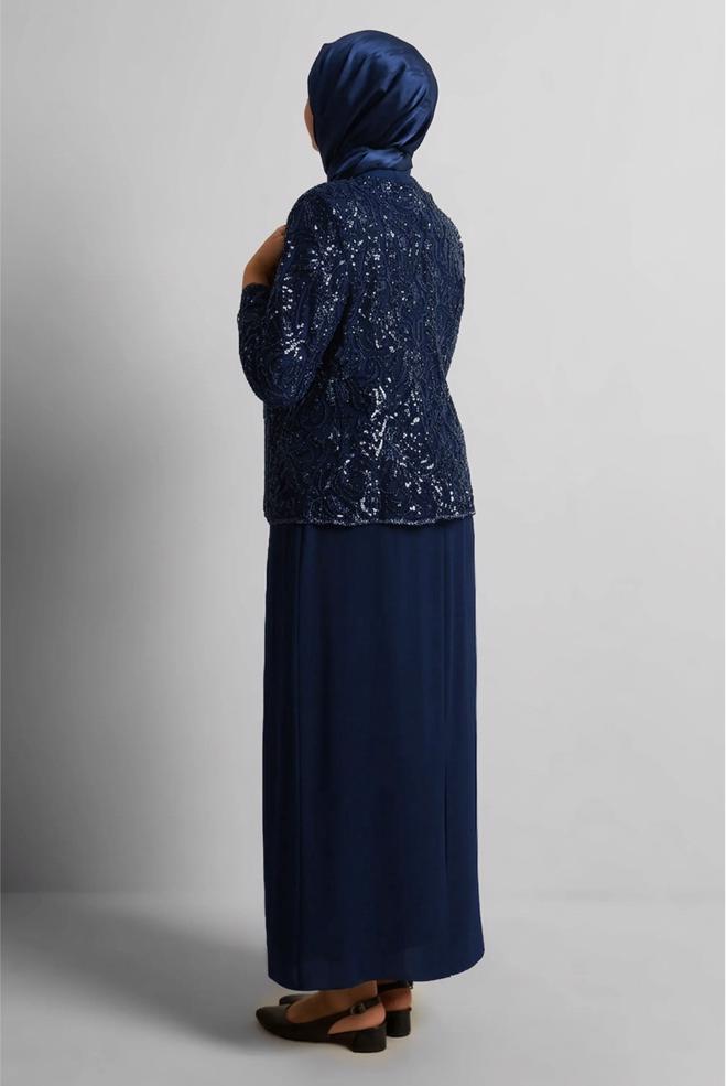 Hijab clothing NAVY BLUE THREE PIECES SKIRTED SUIT 3052 - ALVİNA