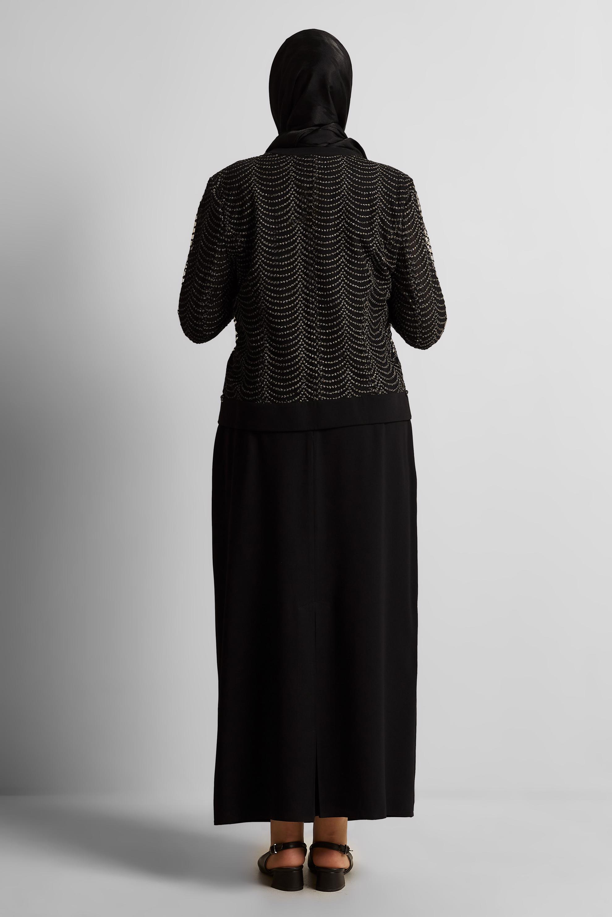 Hijab clothing BLACK THREE-PIECE SKIRTED SUIT 30525