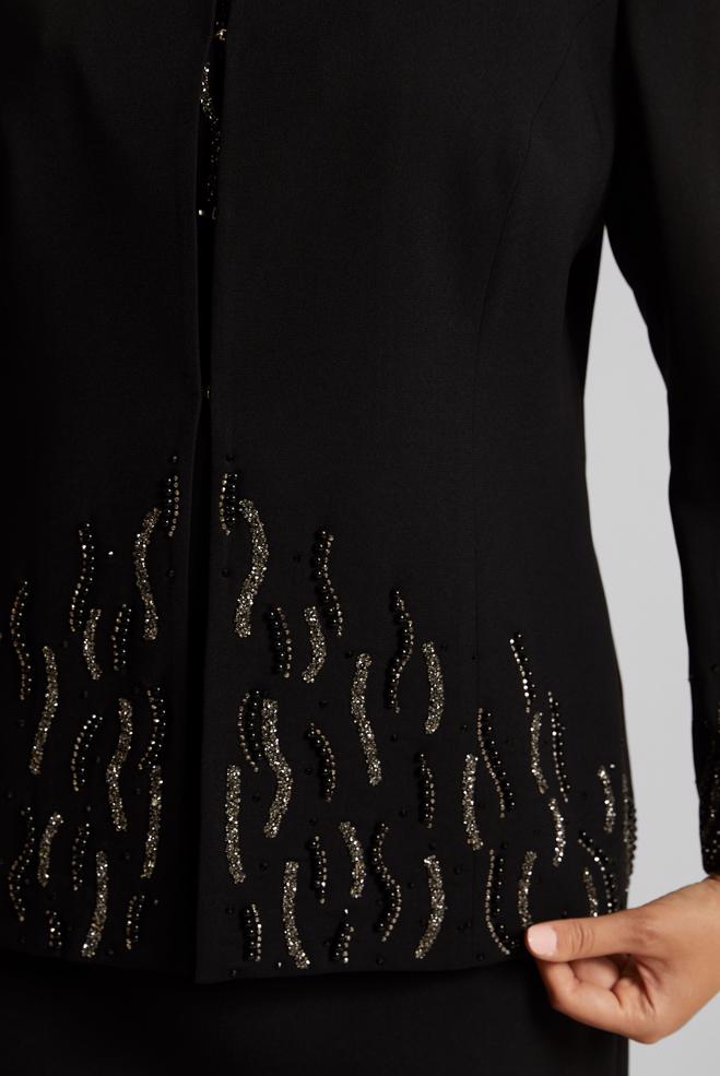 Tesettür giyim SİYAH ÜÇLÜ ETEKLİ TAKIM 30527 - ALVİNA