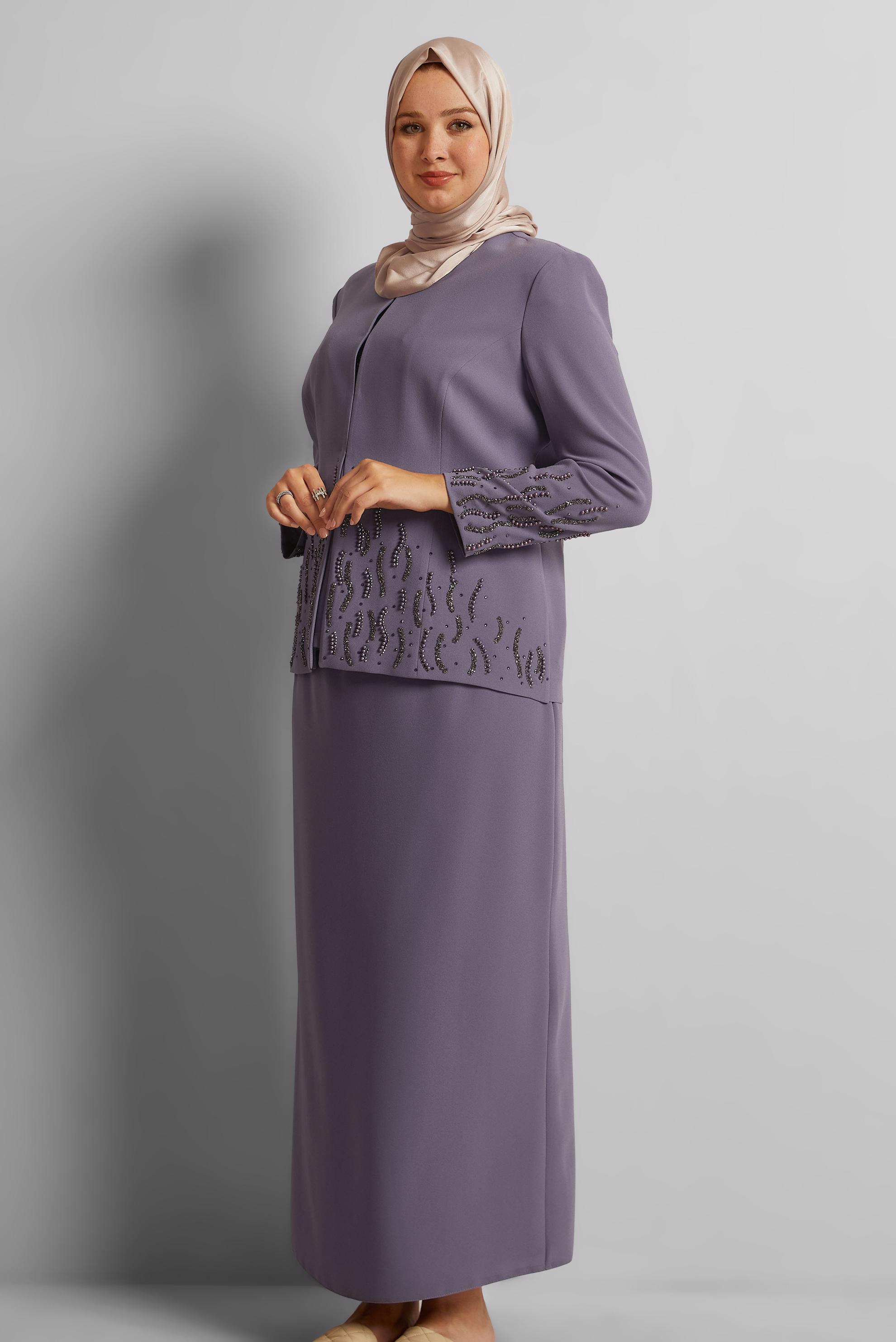 Hijab clothing PURPLE THREE-PIECES SKIRTED SUIT 30527