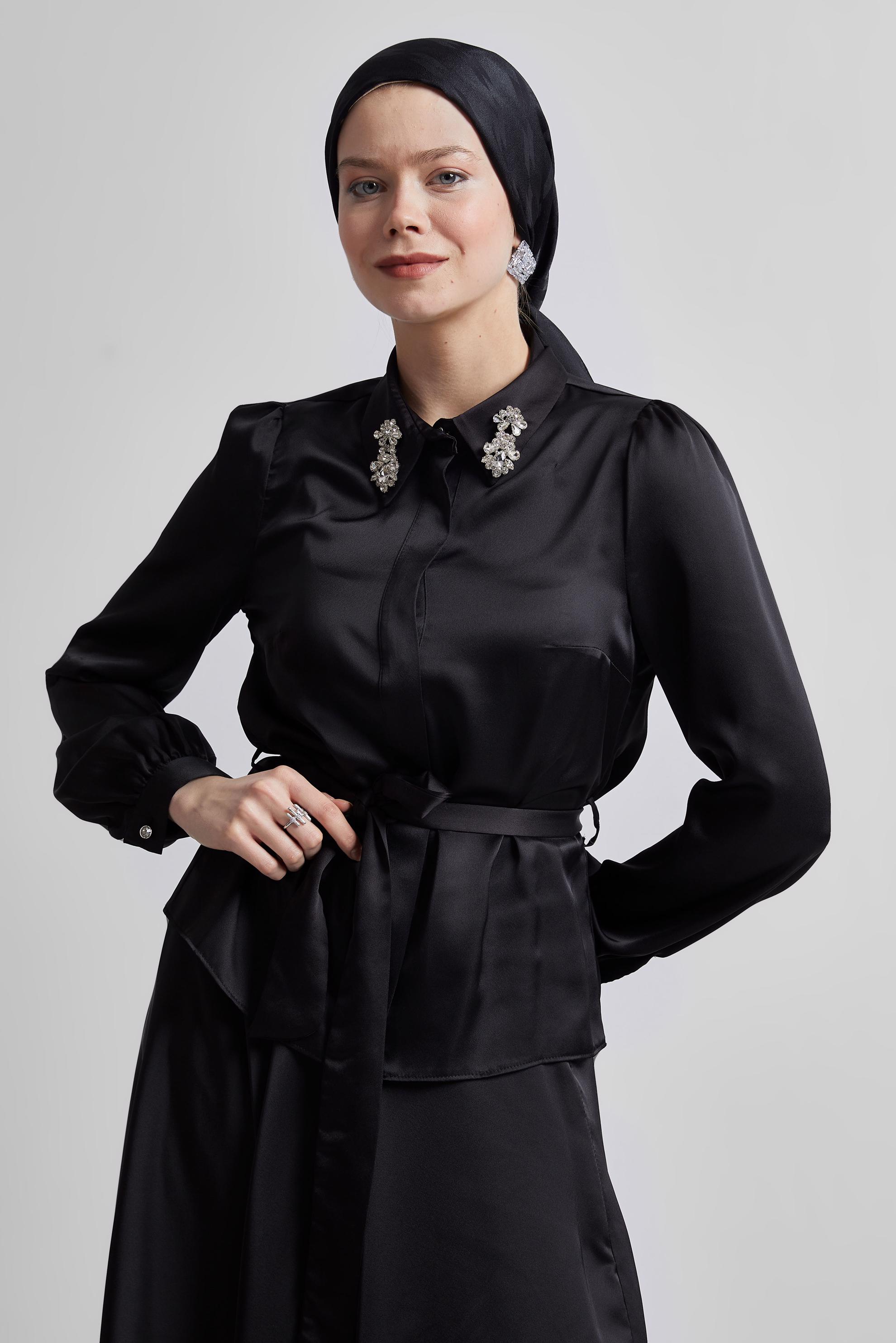 Hijab clothing BLACK BELTED SKIRTED SUIT 44723