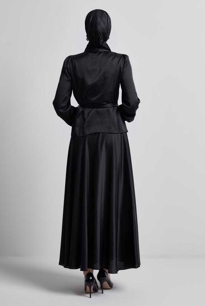 Hijab clothing BLACK BELTED SKIRTED SUIT 44723 - ALVİNA