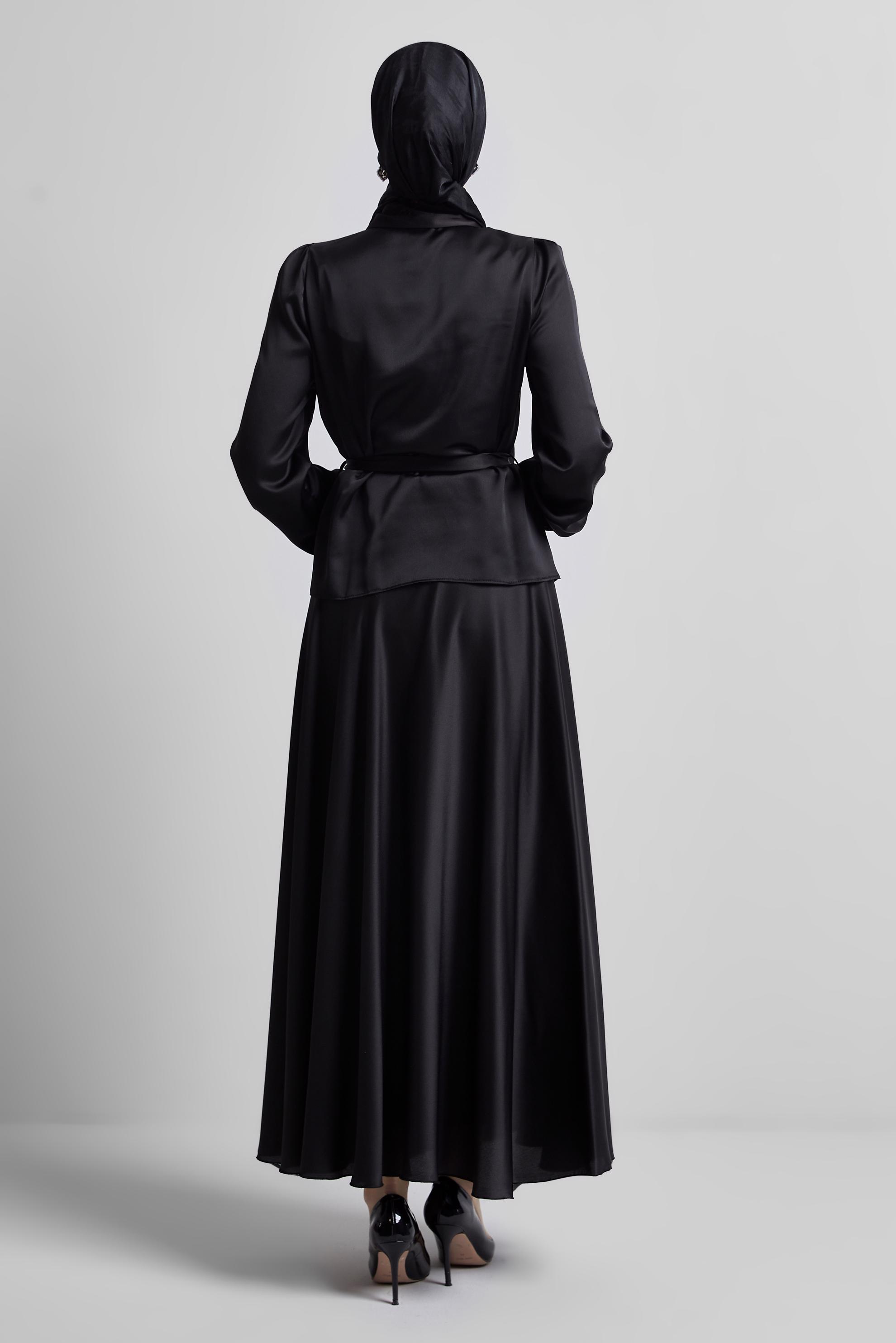 Hijab clothing BLACK BELTED SKIRTED SUIT 44723
