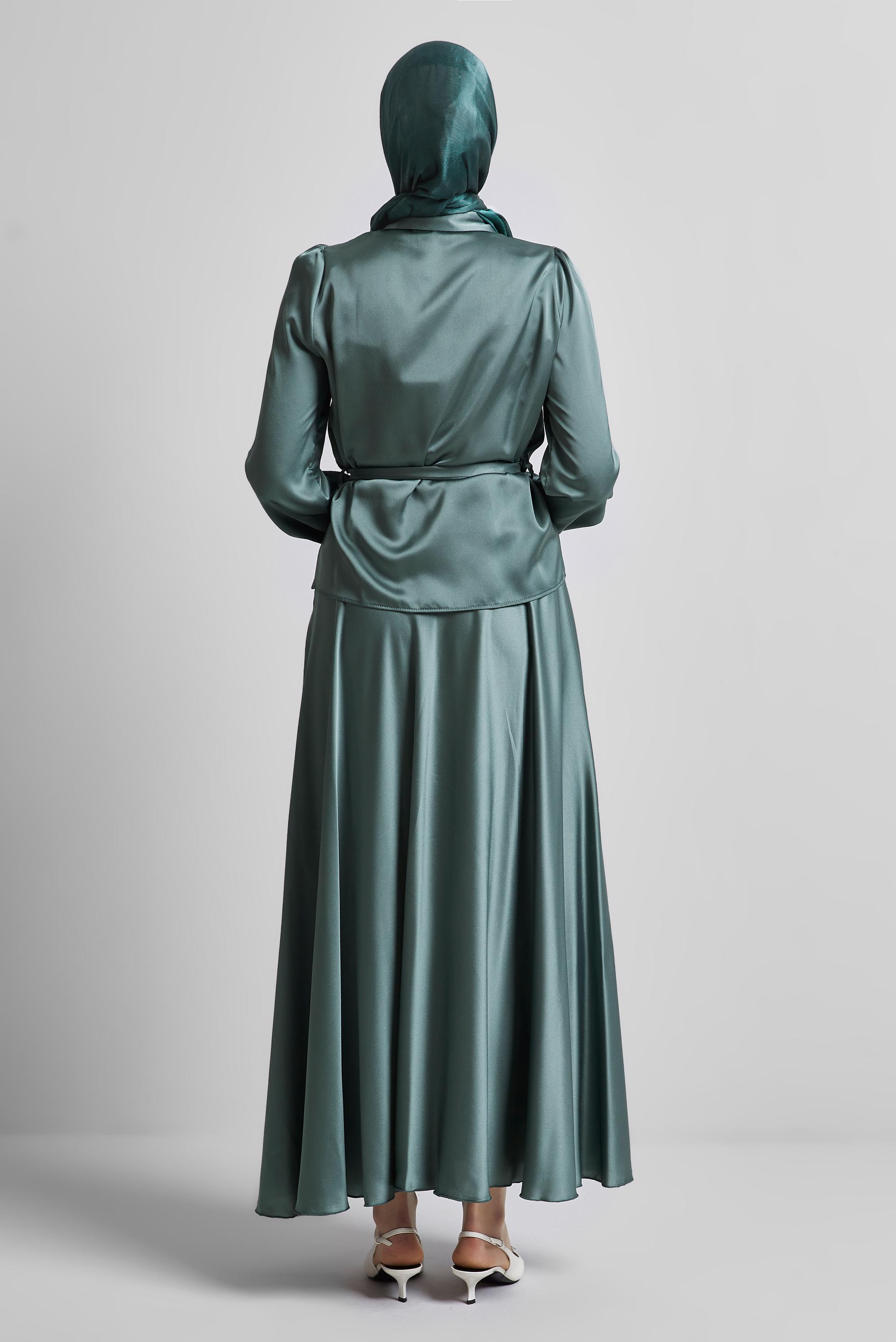 Hijab clothing GREEN BELTED SKIRTED SUIT 44723