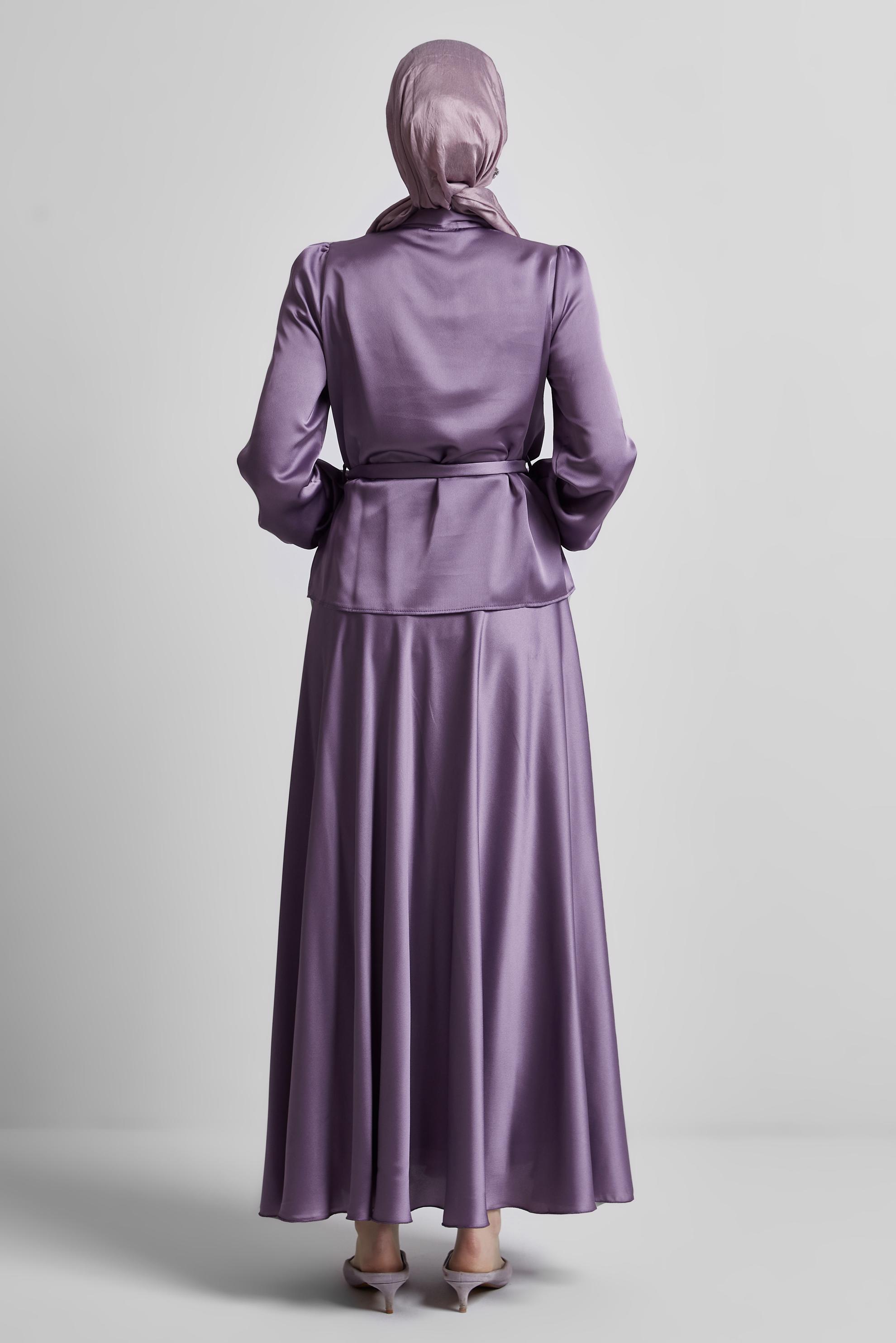 Hijab clothing PURPLE BELTED SKIRTED SUIT 44723
