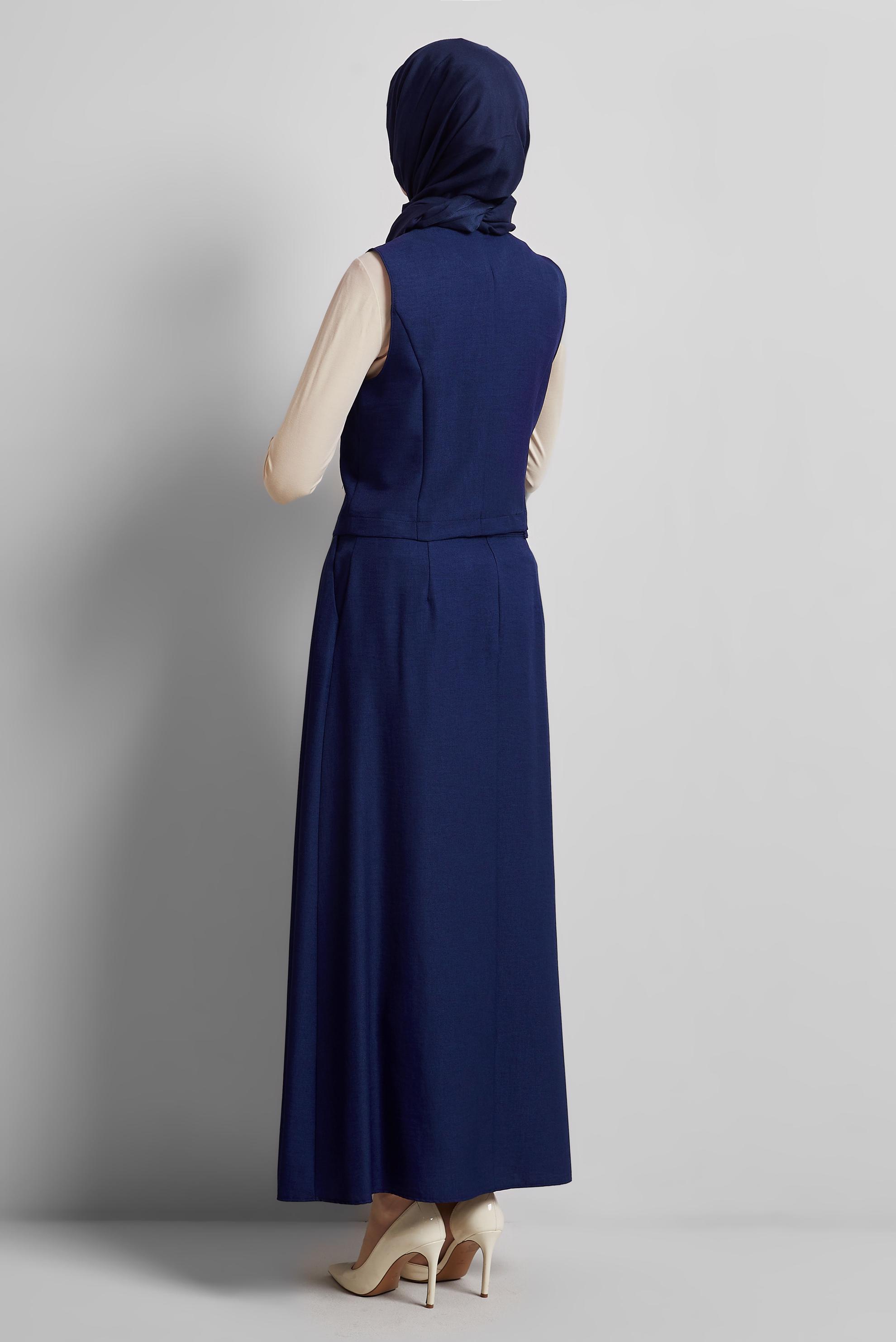 Tesettür giyim LACİVERT YELEKLİ ETEKLİ TAKIM 44805