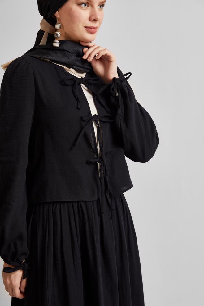Vêtements hijab NOIR COSTUME À JUPE EN MOUSSELINE 45342 - ALVİNA