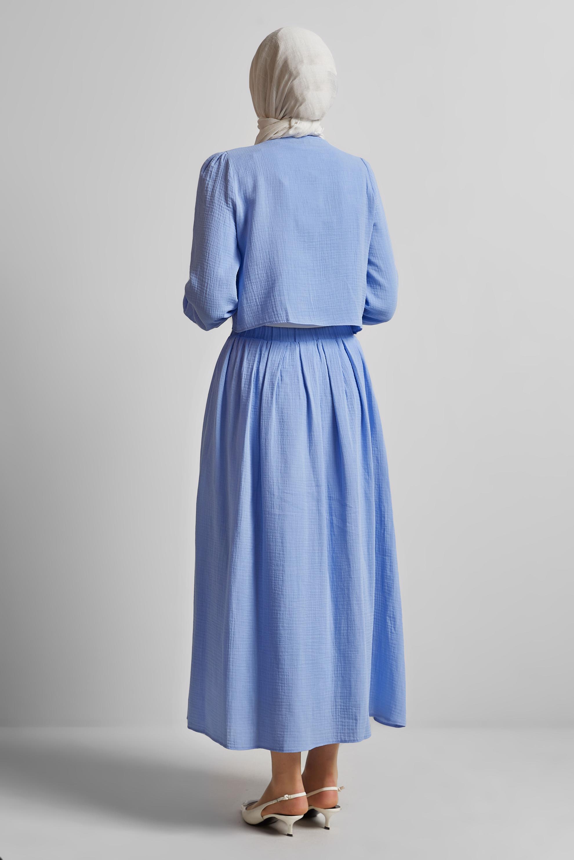 Vêtements hijab BLEU COSTUME À JUPE EN MOUSSELINE 45342