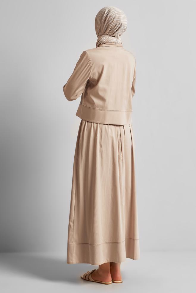 Vêtements hijab BEIGE COSTUME À JUPE AVEC DÉTAILS BOUTONS 45360 - ALVİNA