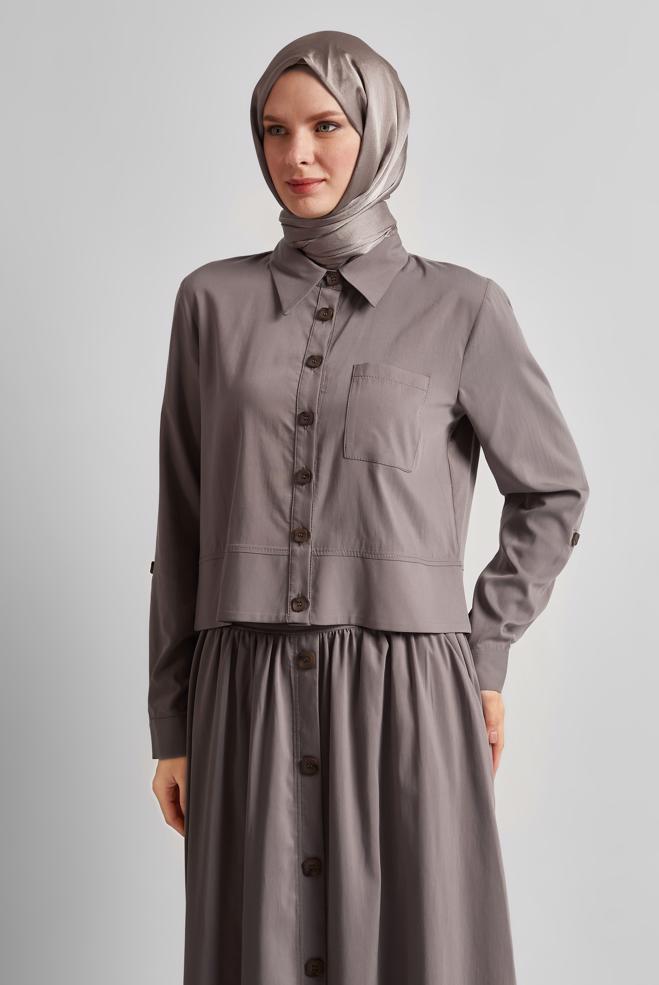 Hijab-Kleidung NERZ ANZUG MIT KNOPFDETAILLIERTEM ROCK 45360 - ALVİNA