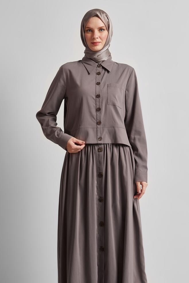 Hijab-Kleidung NERZ ANZUG MIT KNOPFDETAILLIERTEM ROCK 45360 - ALVİNA