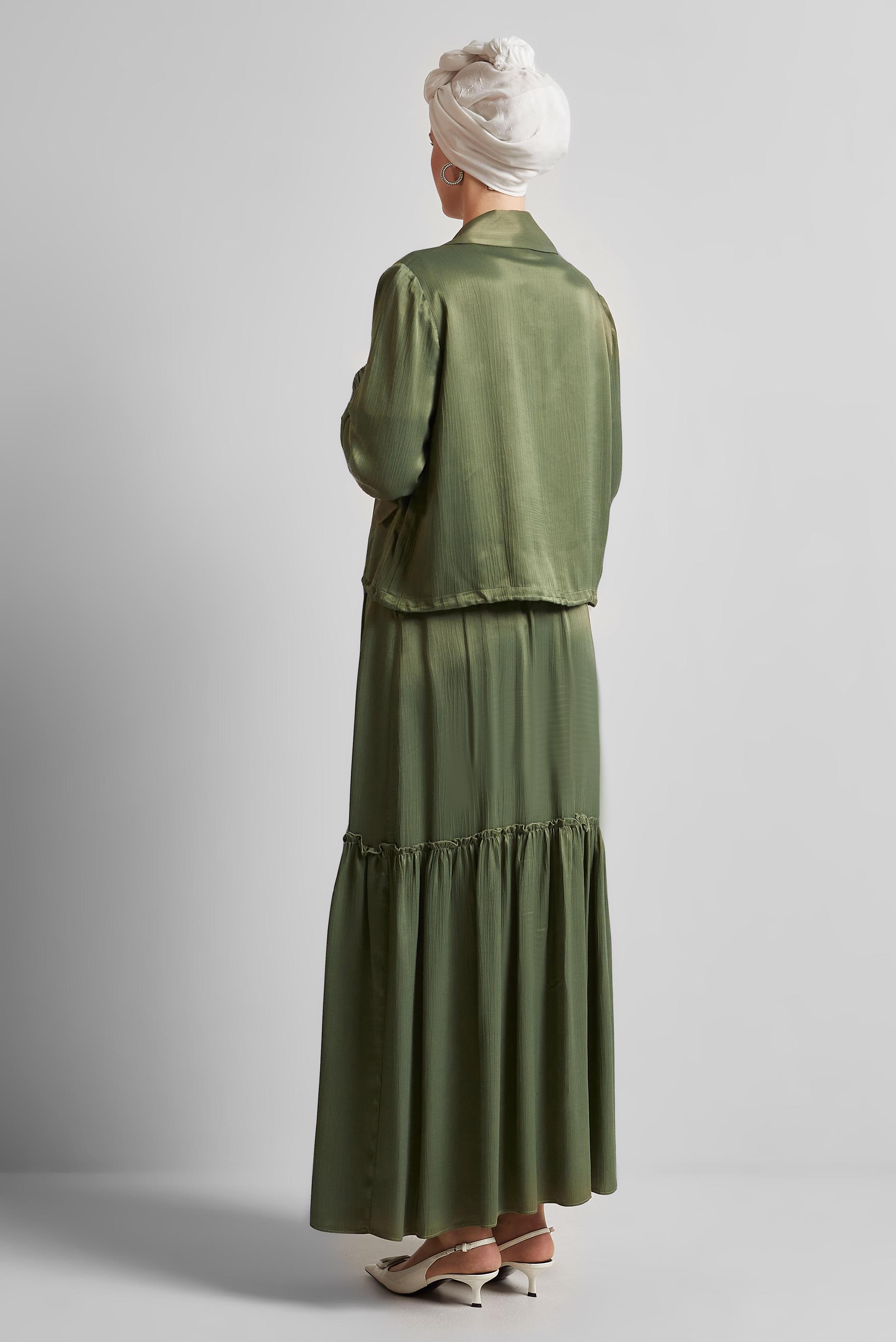 Vêtements hijab KAKI COSTUME À JUPE EN SATIN 45378