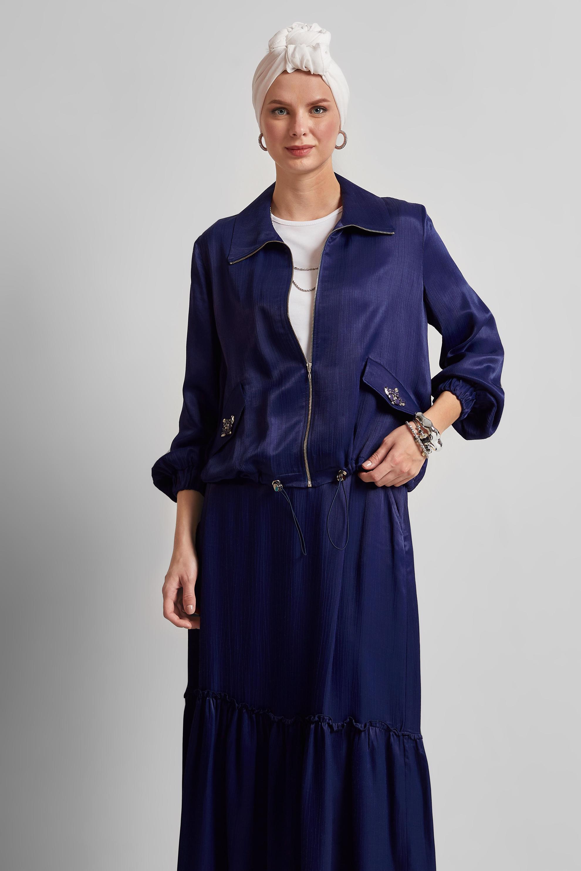 Vêtements hijab BLEU MARINE COSTUME À JUPE EN SATIN 45378
