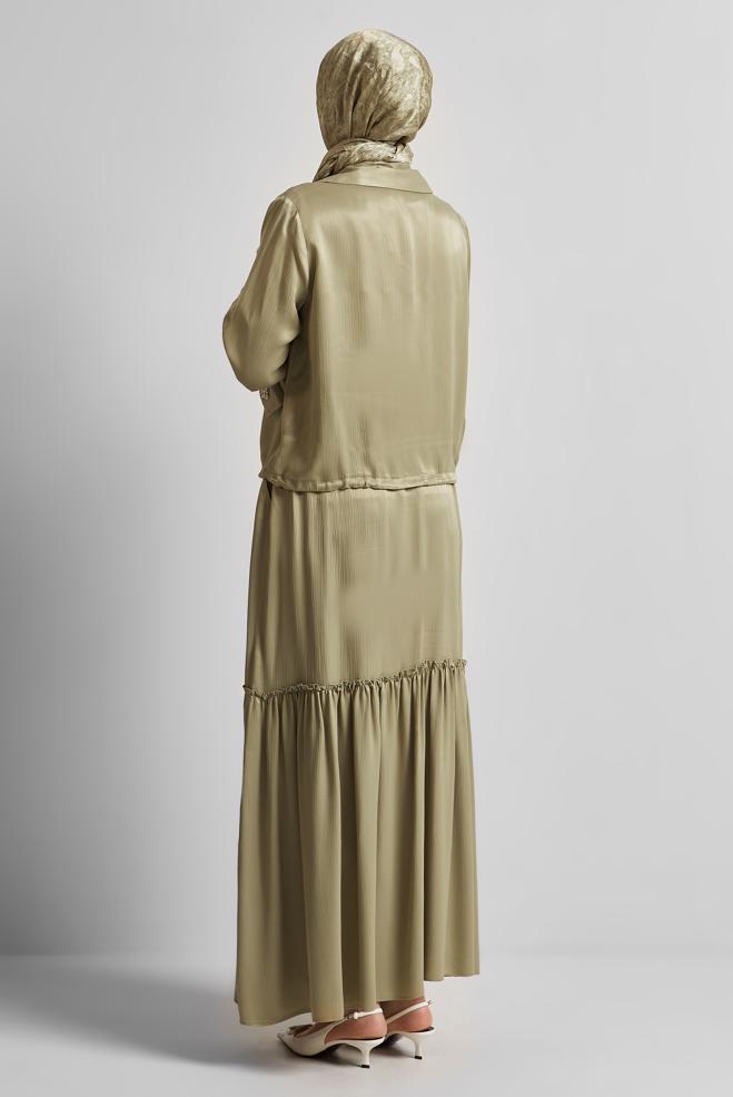 Vêtements hijab SABLE COSTUME À JUPE EN SATIN 45378 - ALVİNA