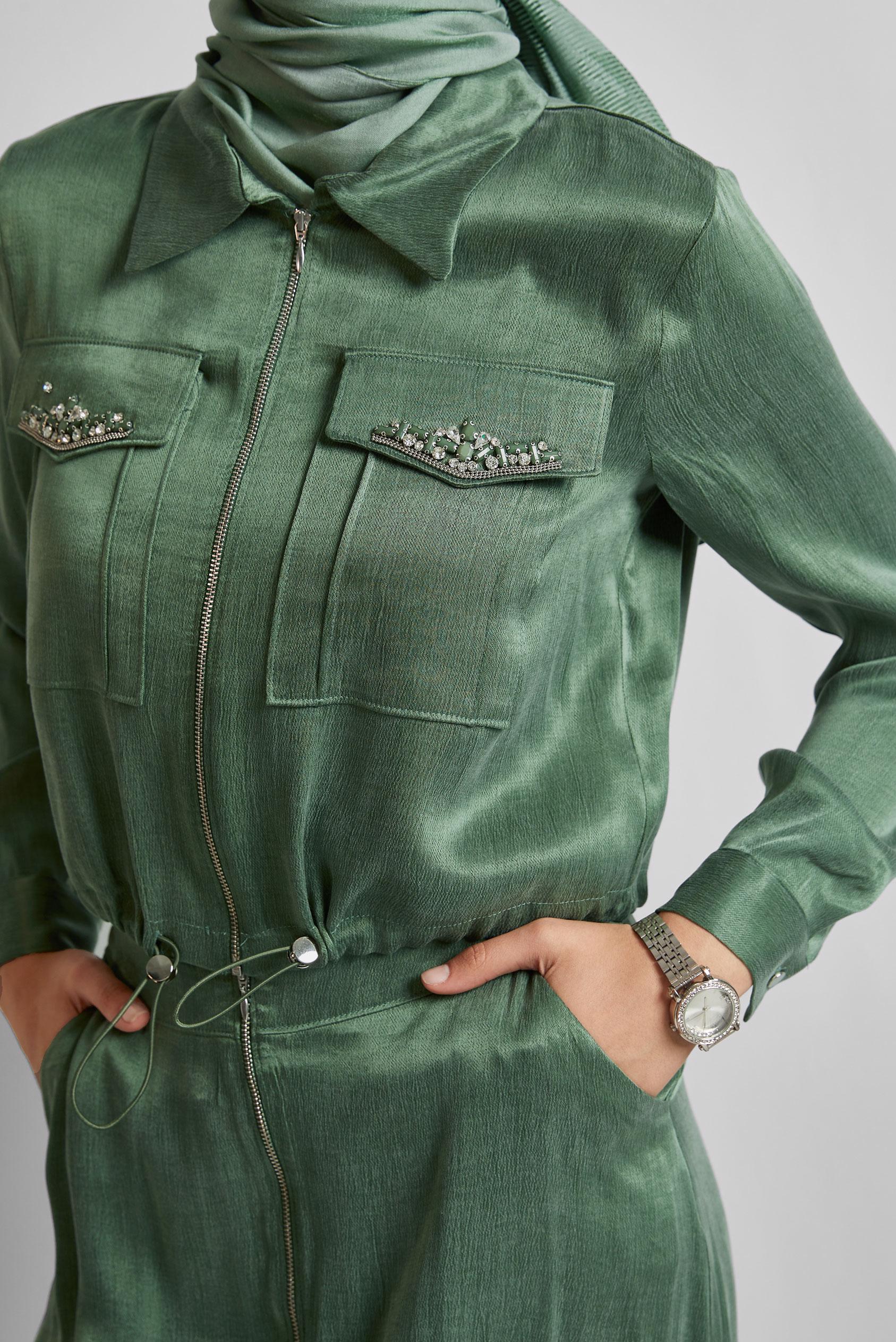 Vêtements hijab VERT COMBINAISON JUPE AVEC GEMME 45384