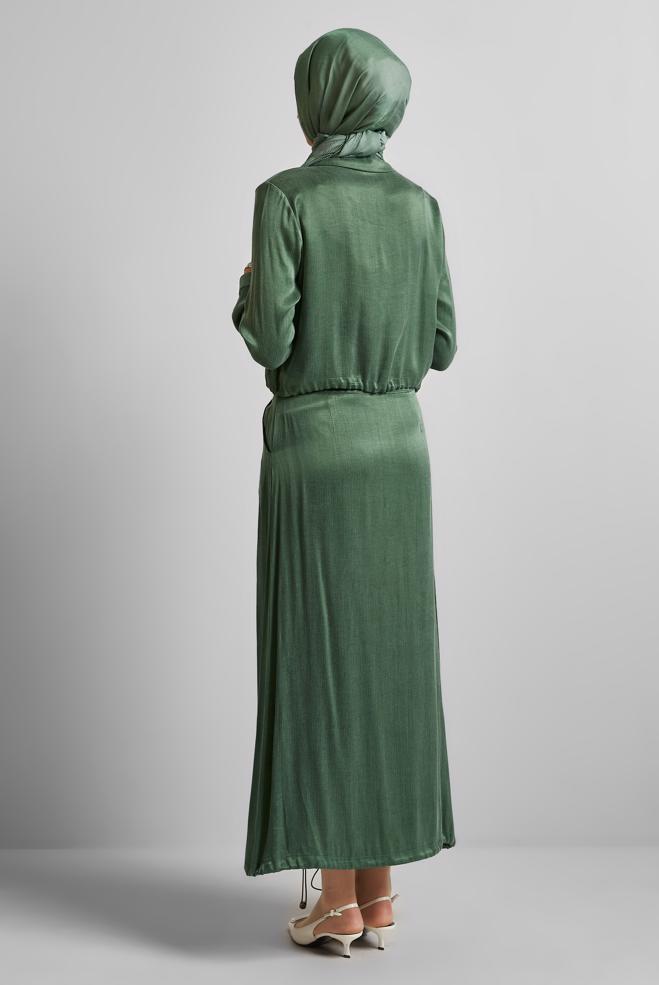 Vêtements hijab VERT COMBINAISON JUPE AVEC GEMME 45384 - ALVİNA