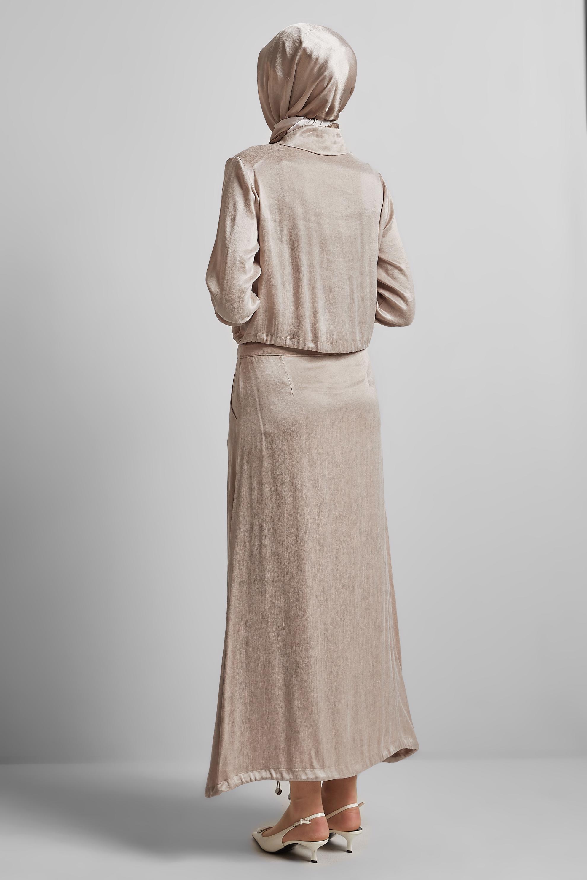 Vêtements hijab BEIGE COMBINAISON JUPE AVEC GEMME 45384