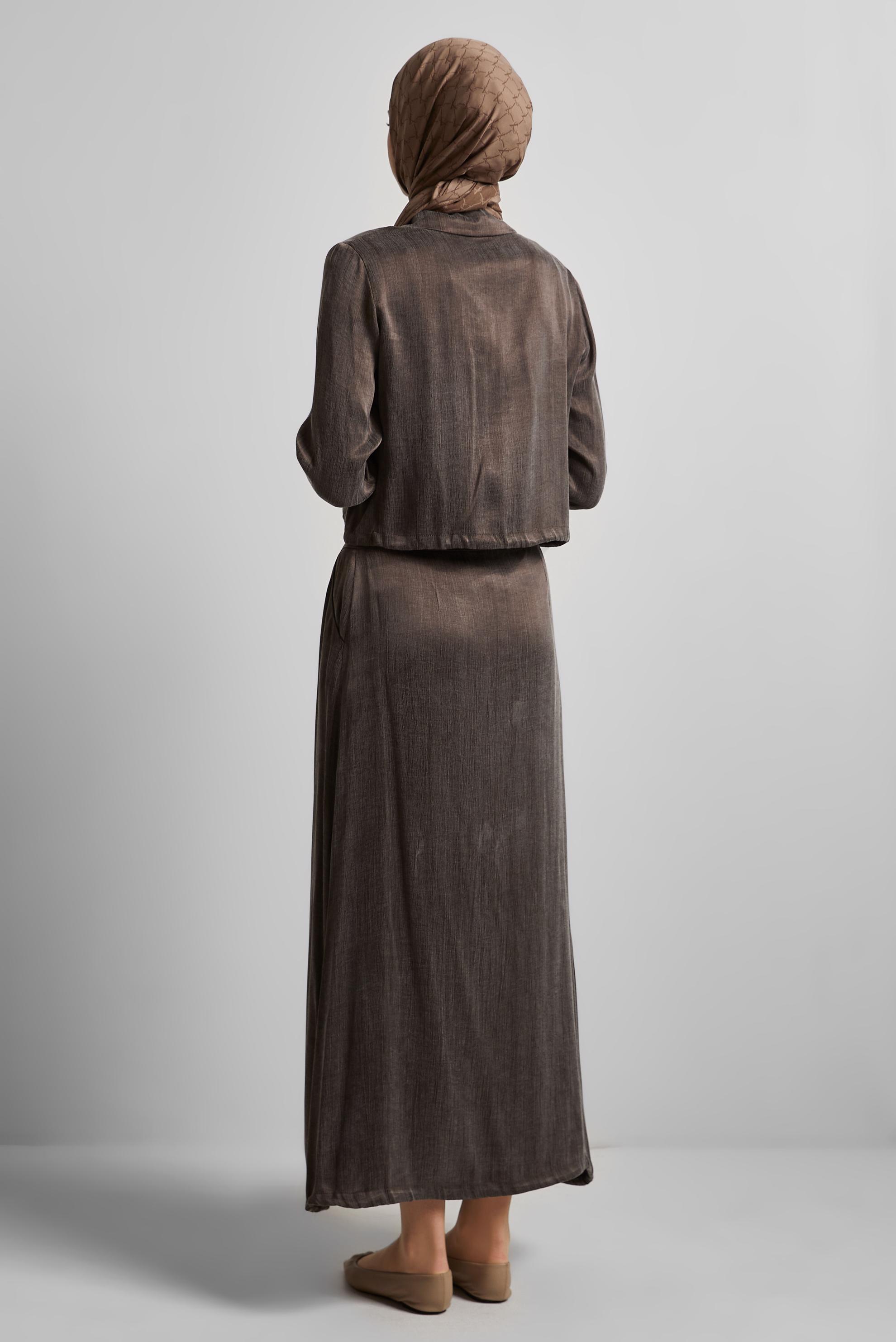 Vêtements hijab BRUN COMBINAISON JUPE AVEC GEMME 45384