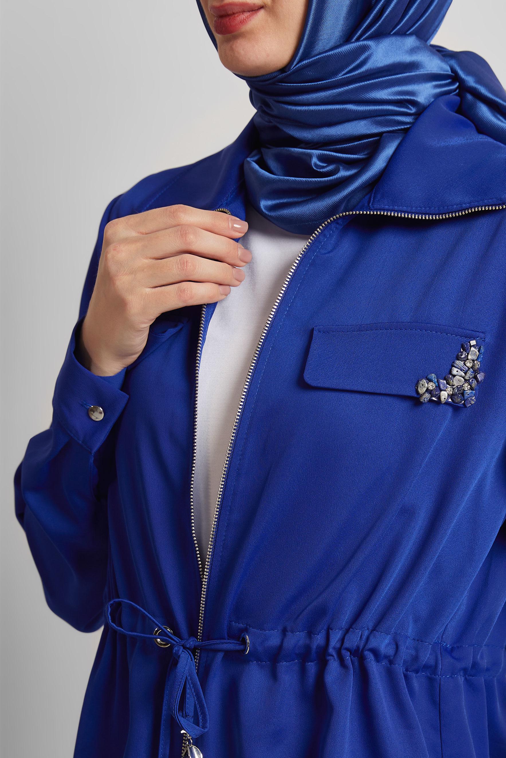 Vêtements hijab BLEU MARINE COSTUME EN SATIN JUPE PLISSÉE 45385