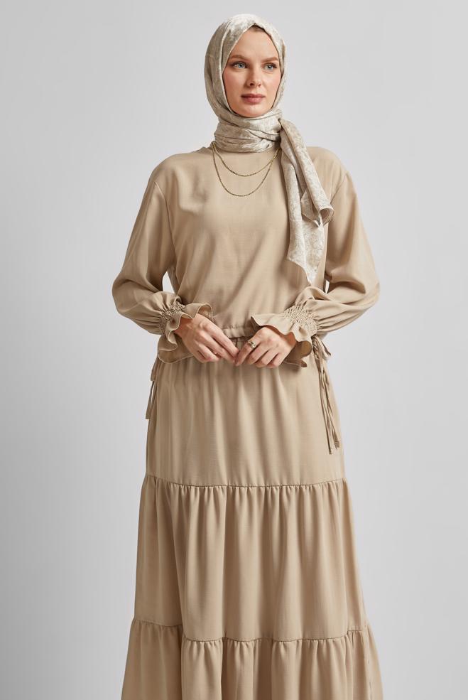 Vêtements hijab BEIGE COSTUME À JUPE 45536 - ALVİNA