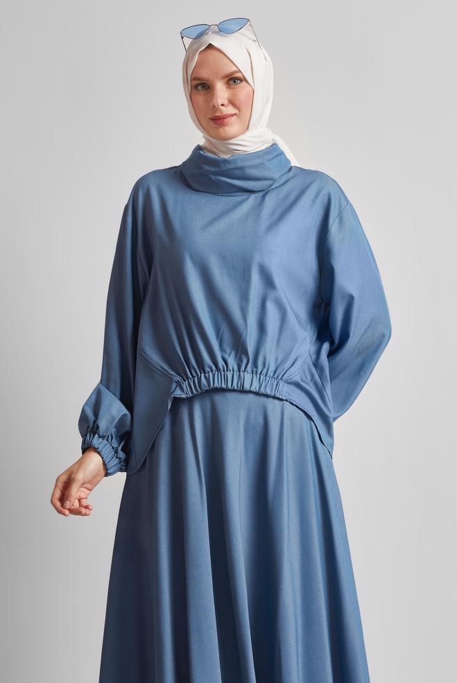 Vêtements hijab BLEU MARINE COSTUME HIJAB À JUPE 45554 - ALVİNA