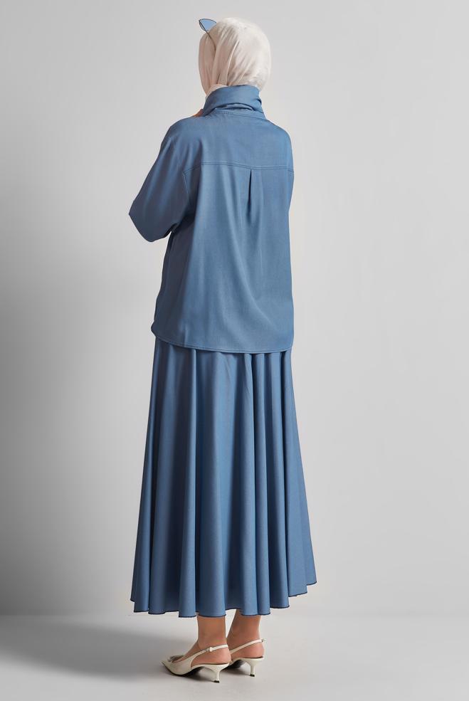 Vêtements hijab BLEU MARINE COSTUME HIJAB À JUPE 45554 - ALVİNA