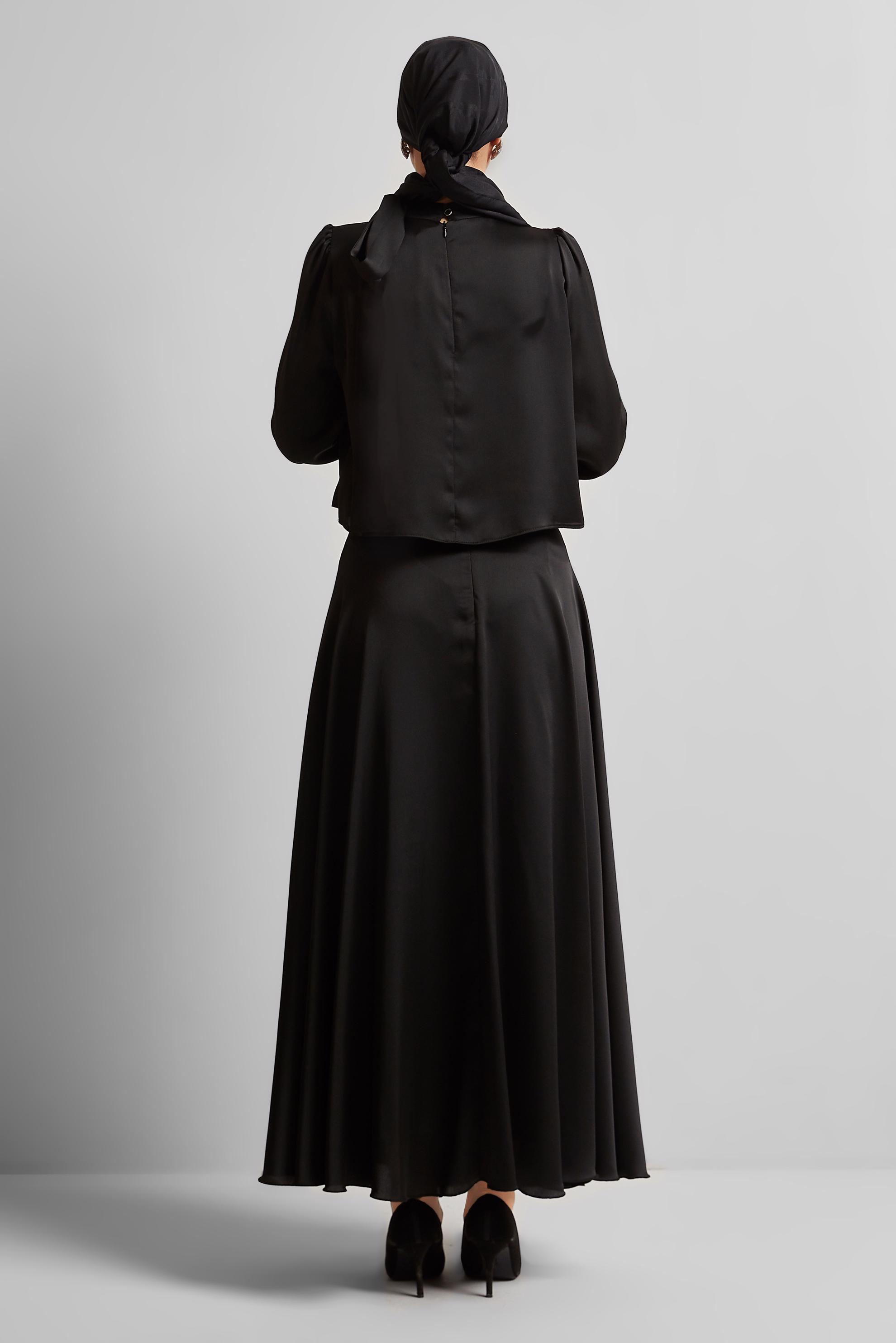 Vêtements hijab NOIR COSTUME À JUPE EN SATIN 45561