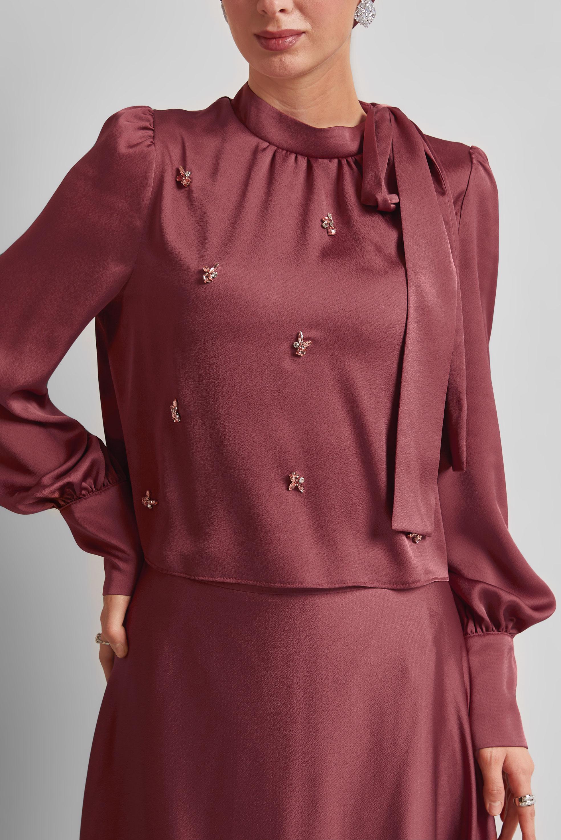 Vêtements hijab BRUN COSTUME À JUPE EN SATIN 45561