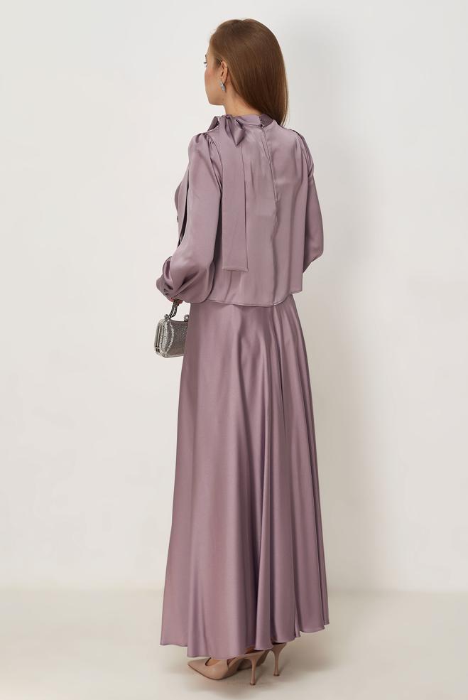 Vêtements hijab BEIGE ENSEMBLE JUPE EN SATIN 45561 - ALVİNA