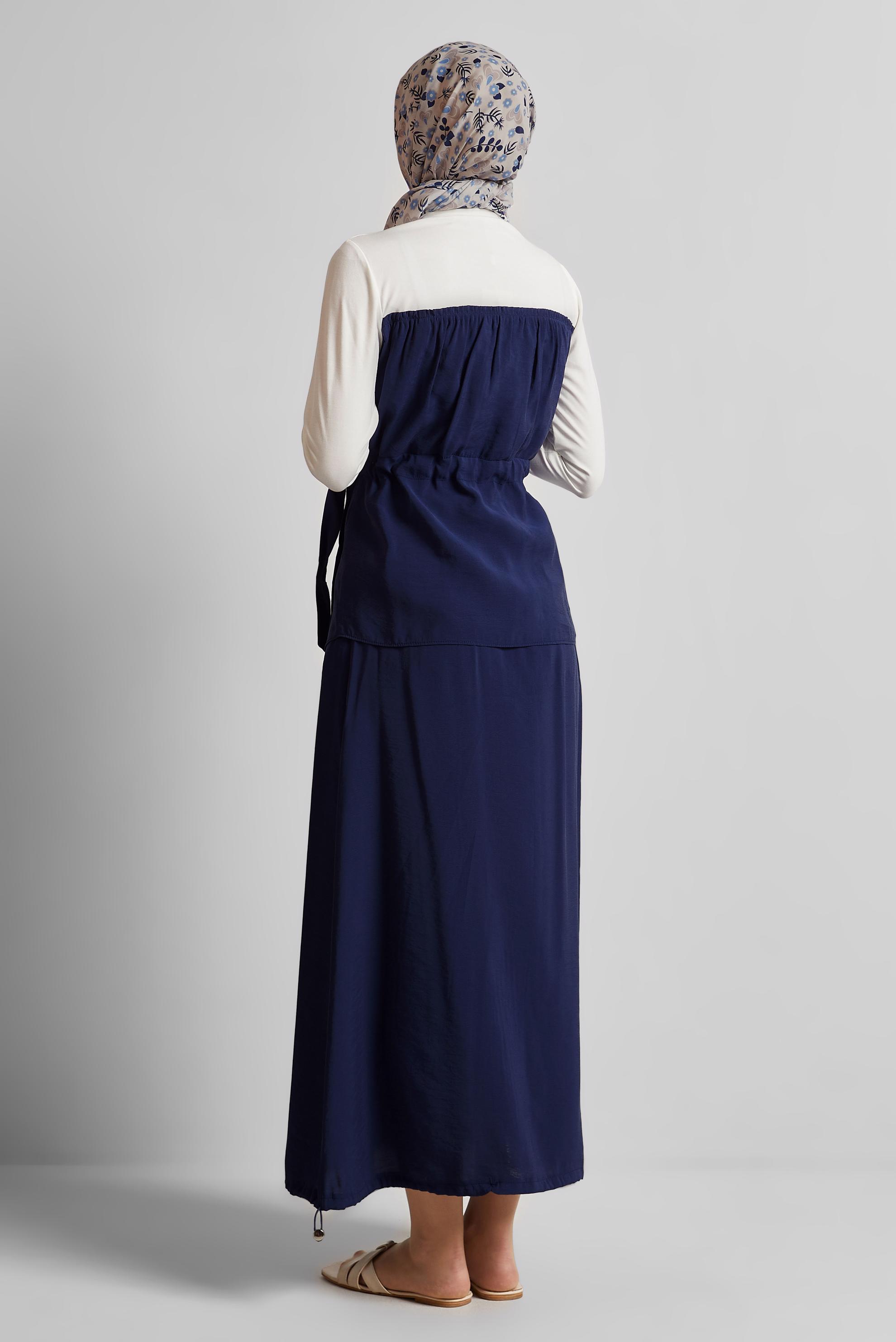 Vêtements hijab BLEU MARINE COSTUME À JUPE AVEC DÉTAILS BLOUSON 45565