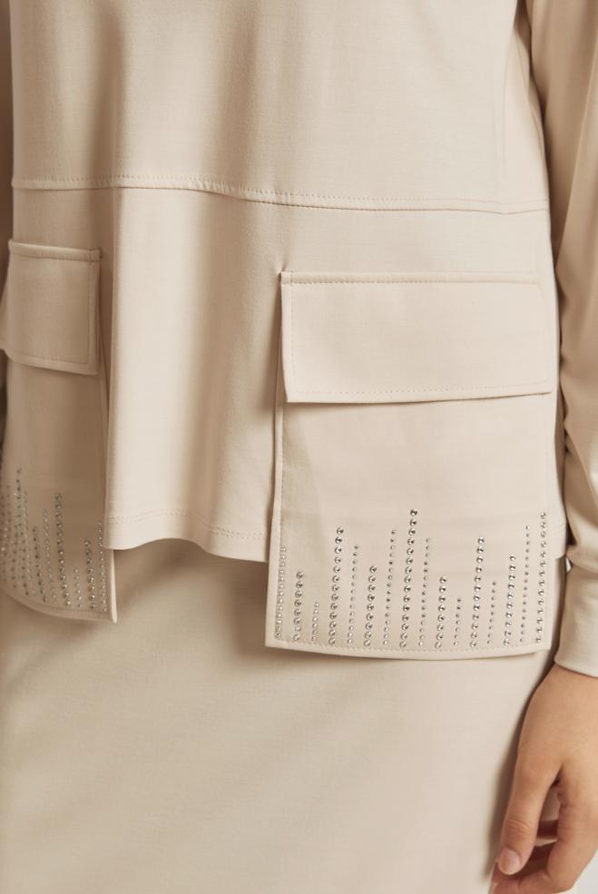 Vêtements hijab BEIGE COMBINAISON JUPE AVEC POCHE 45634 - ALVİNA