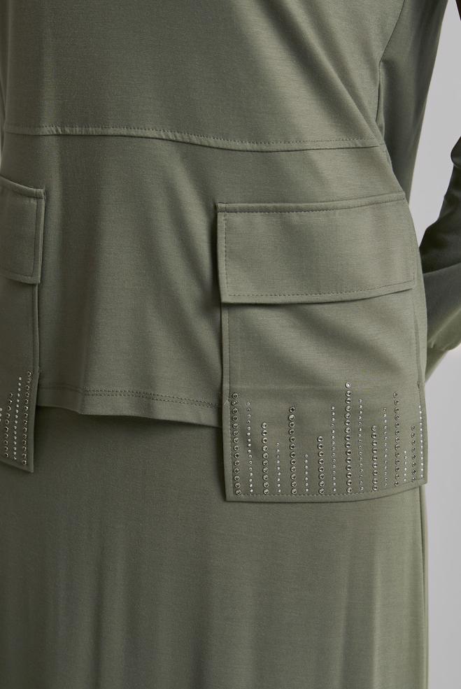 Vêtements hijab KAKI COMBINAISON JUPE AVEC POCHE 45634 - ALVİNA