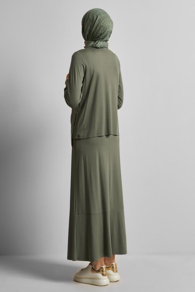 Vêtements hijab KAKI COMBINAISON JUPE AVEC POCHE 45634 - ALVİNA