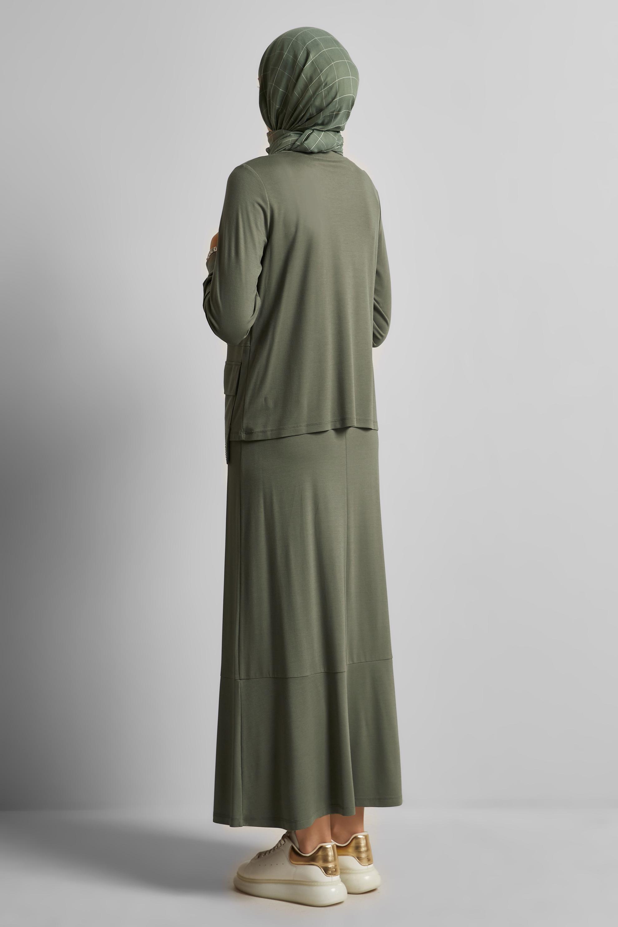 Vêtements hijab KAKI COMBINAISON JUPE AVEC POCHE 45634