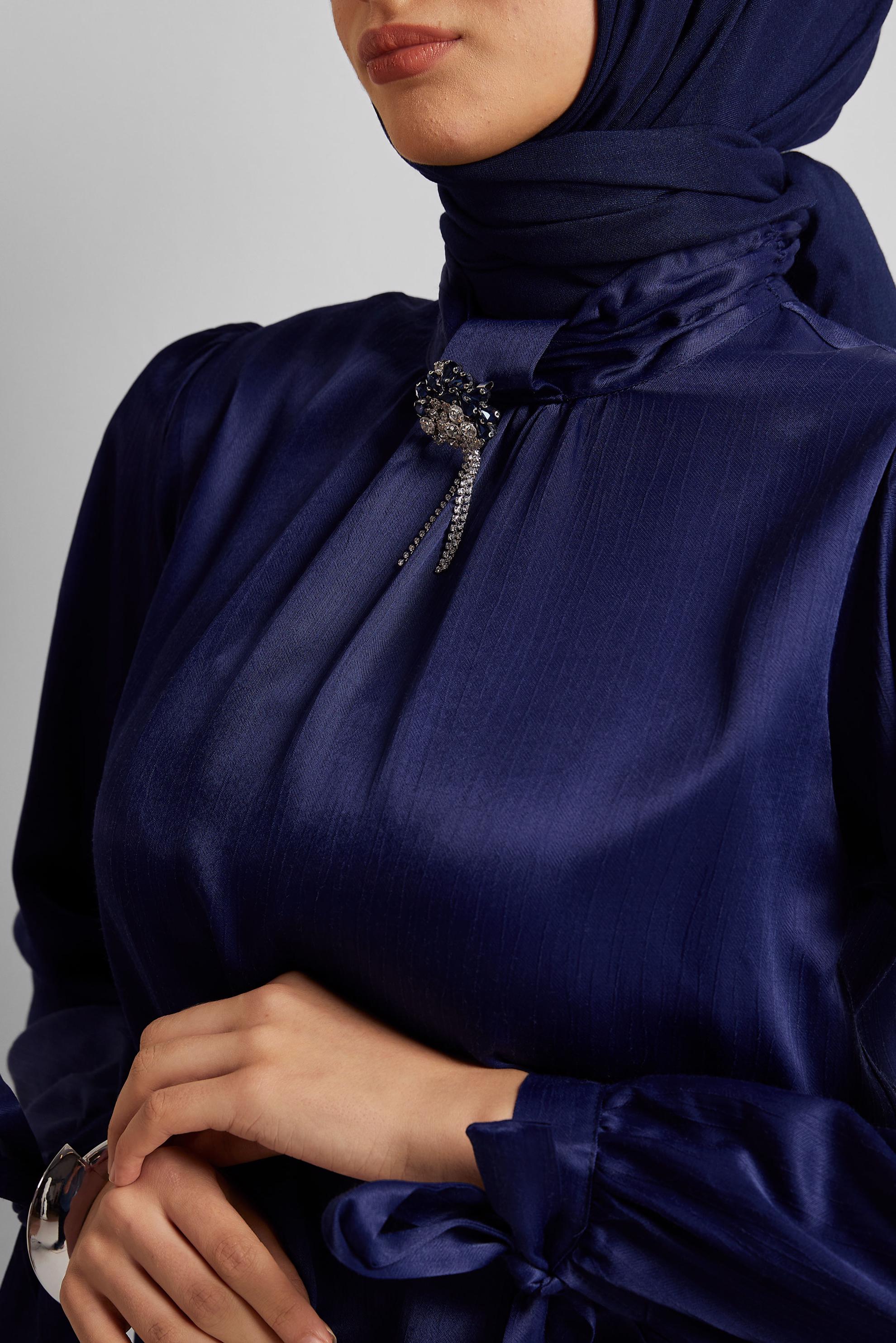 Vêtements hijab BLEU MARINE COMBINAISON JUPE CEINTURÉE EN SATIN 45706