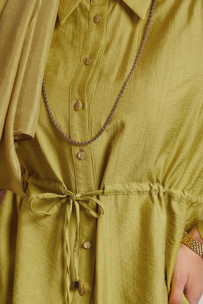 Hijab-Kleidung GRÜN ANZUG MIT GEBUNDENER TAILLE UND ROCK 45729 - ALVİNA