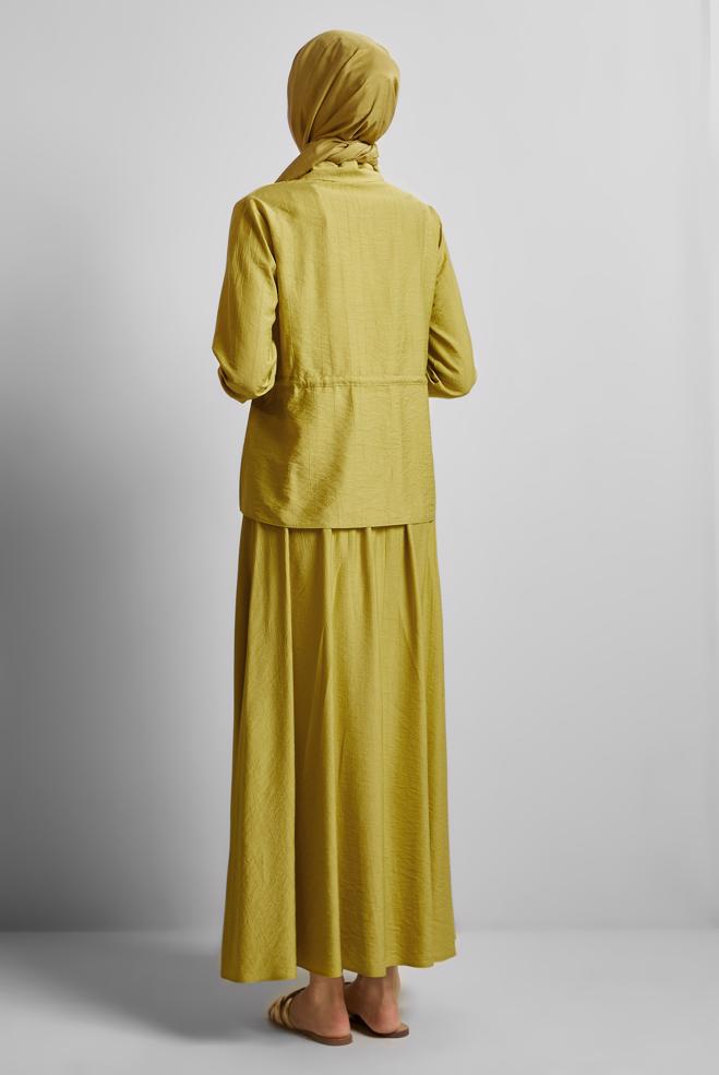 Hijab-Kleidung GRÜN ANZUG MIT GEBUNDENER TAILLE UND ROCK 45729 - ALVİNA