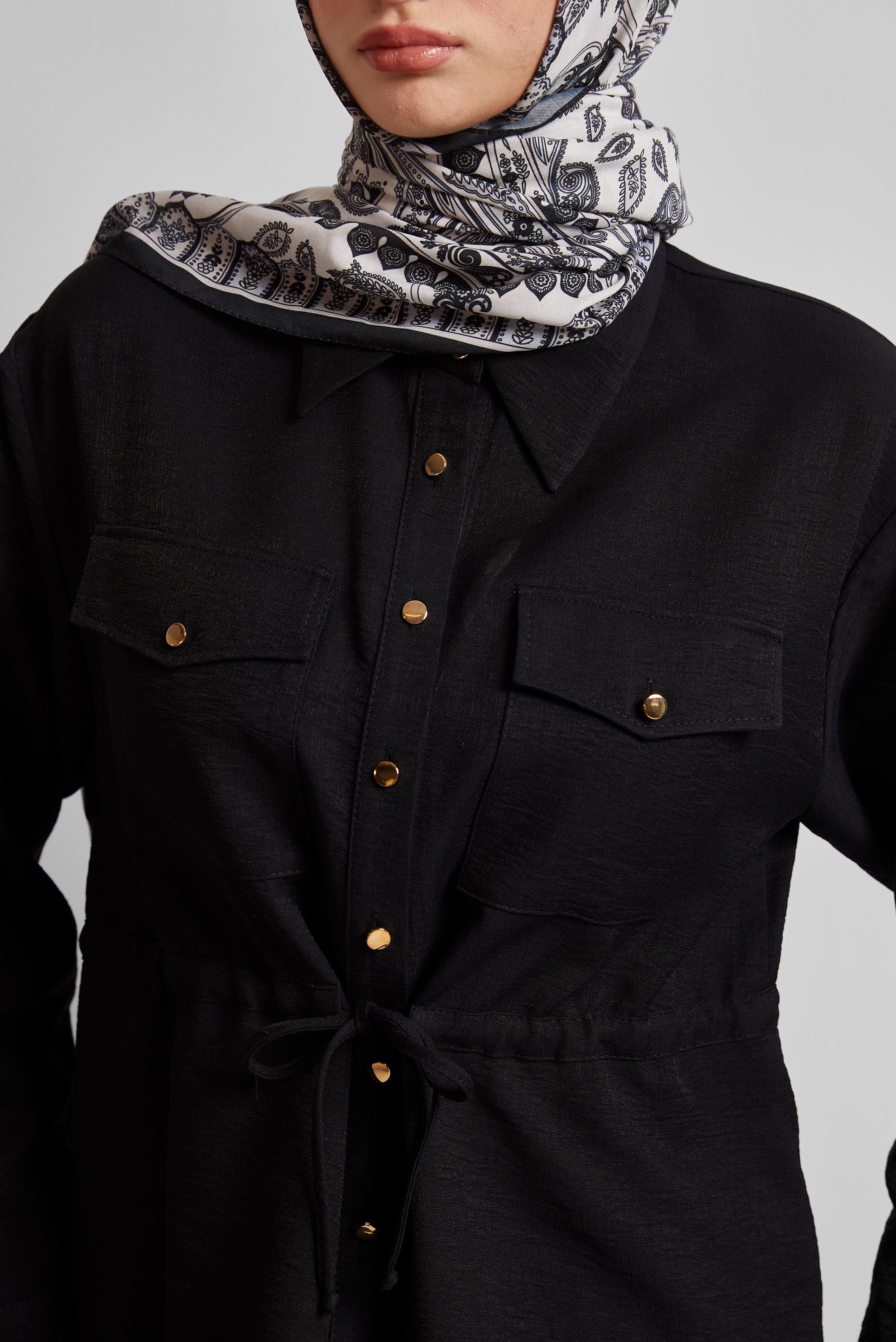 Vêtements hijab NOIR COMBINAISON JUPE TAILLE SMOCKÉE 45752