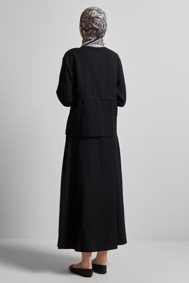 Vêtements hijab NOIR COMBINAISON JUPE TAILLE SMOCKÉE 45752 - ALVİNA