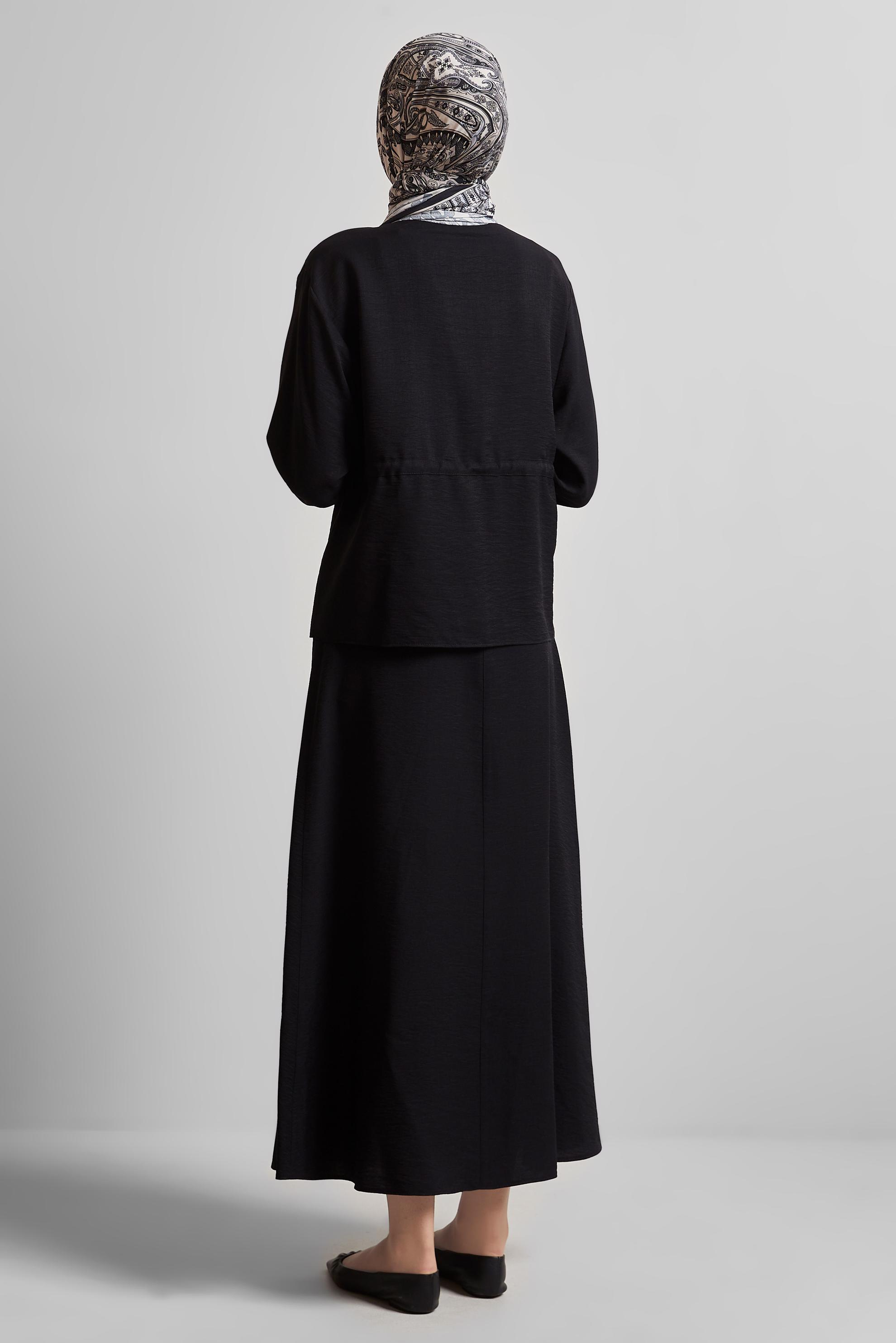 Vêtements hijab NOIR COMBINAISON JUPE TAILLE SMOCKÉE 45752