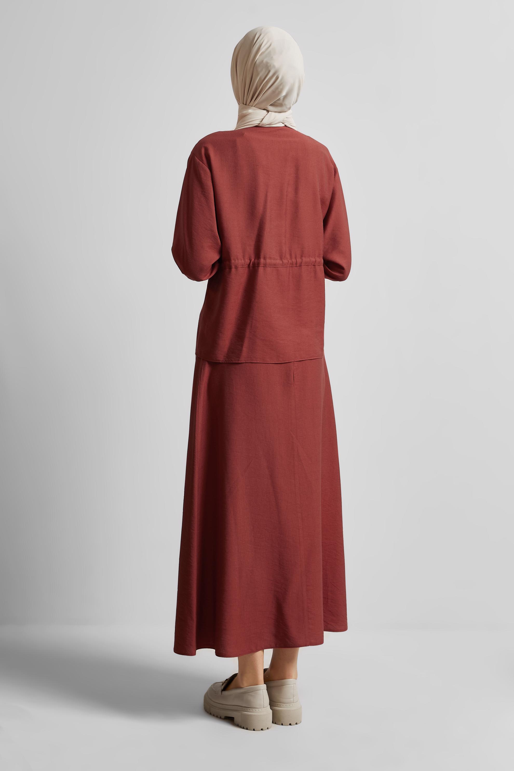 Vêtements hijab ORANGE COMBINAISON JUPE TAILLE SMOCKÉE 45752