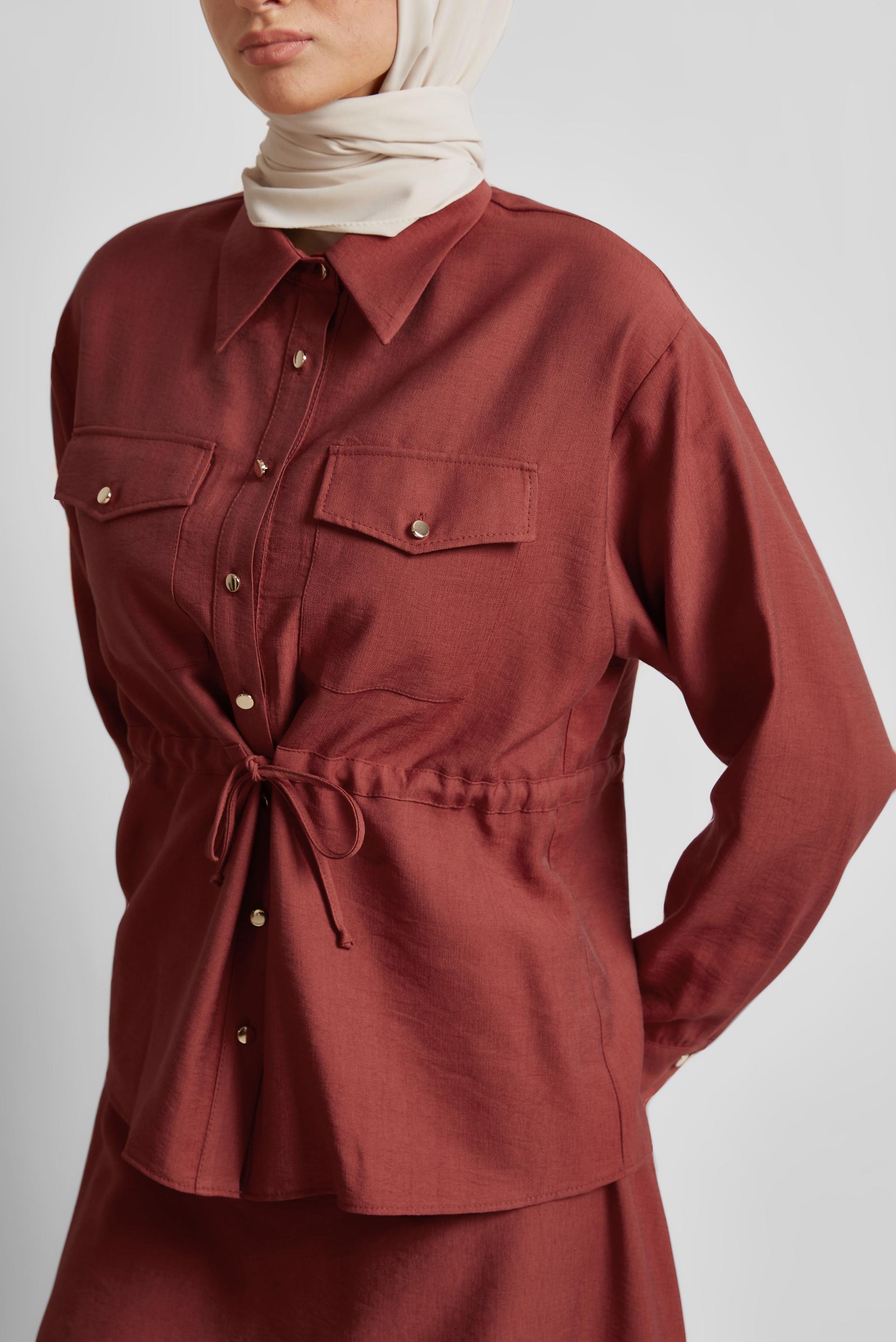 Vêtements hijab ORANGE COMBINAISON JUPE TAILLE SMOCKÉE 45752