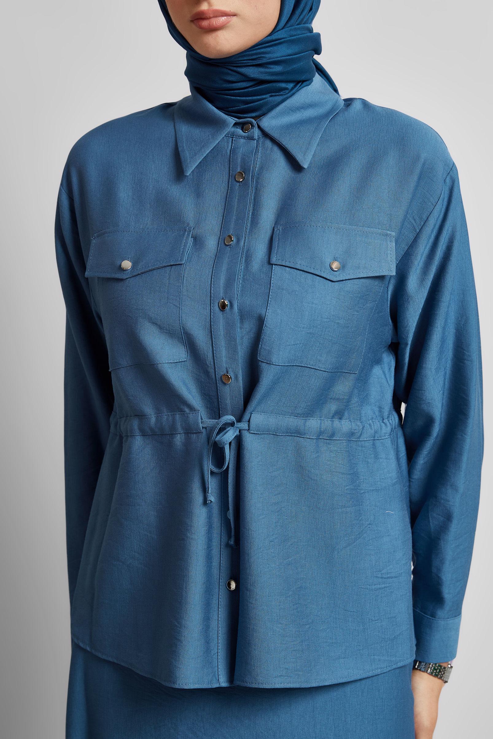 Vêtements hijab BLEU MARINE COMBINAISON JUPE TAILLE SMOCKÉE 45752