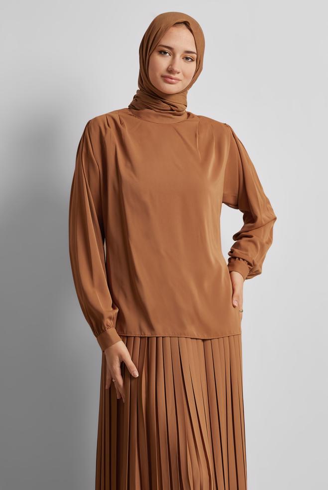 Vêtements hijab BRUN JUPE ATTACHÉE 45756 - ALVİNA