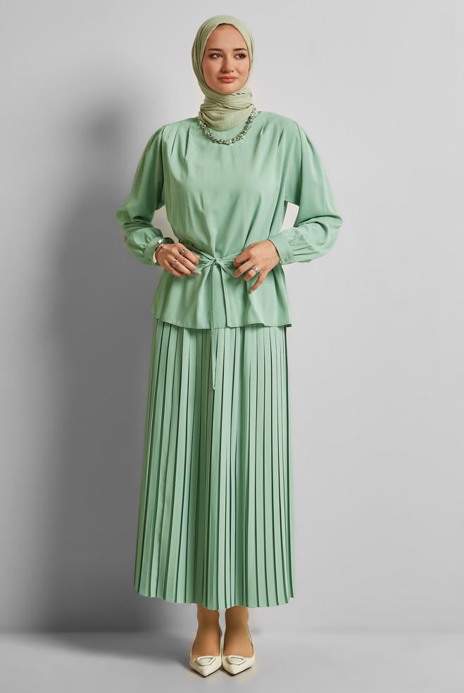 Vêtements hijab VERT JUPE ATTACHÉE 45756 - ALVİNA